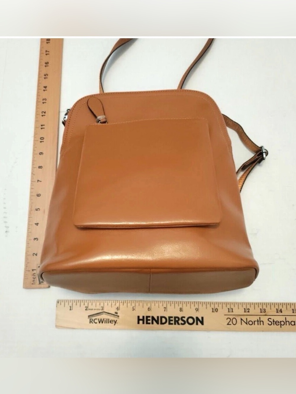 Heshe Convertible Tan Leather Backpack or Shoulder Bag - Picture 2 of 11